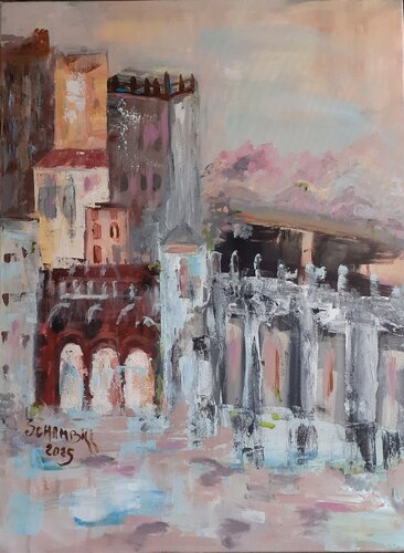 Village du sud de la France van Sylvie Schambill, Schilderij te koop op Singulart
