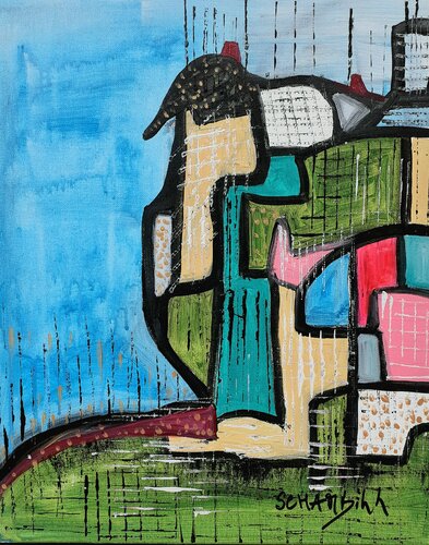 Paysage urbain. Imaginaire 3 by Sylvie Schambill, Painting for Sale on Singulart