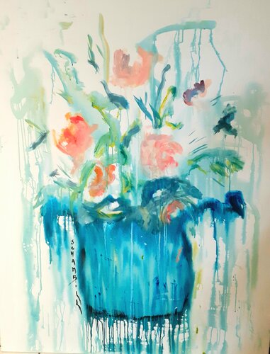 Roses et pivoines von Sylvie Schambill, Malerei kaufen auf Singulart
