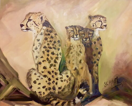 Famille guépard von Sylvie Schambill, Malerei kaufen auf Singulart