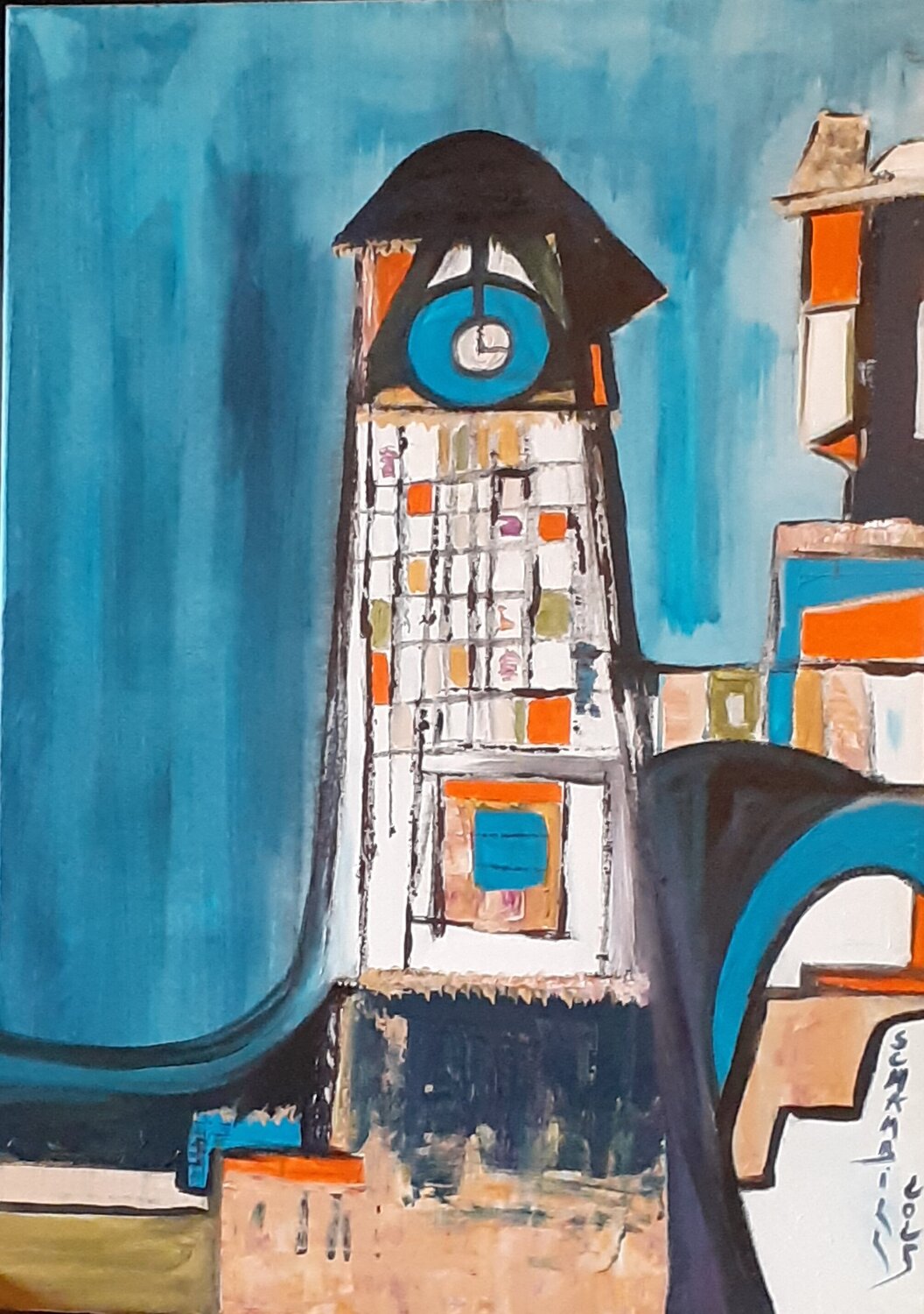 Paysage urbain. Imaginaire Sylvie Schambill Originalgemälde zu verkaufen