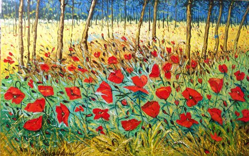 Campo di papaveri di Pietro Dell'Aversana, Pittura in vendita su Singulart