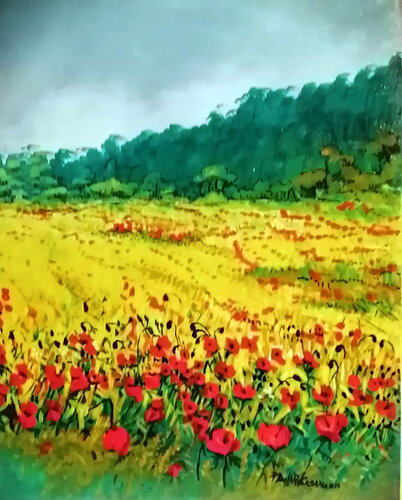 Campo di papaveri di Pietro Dell'Aversana, Pittura in vendita su Singulart
