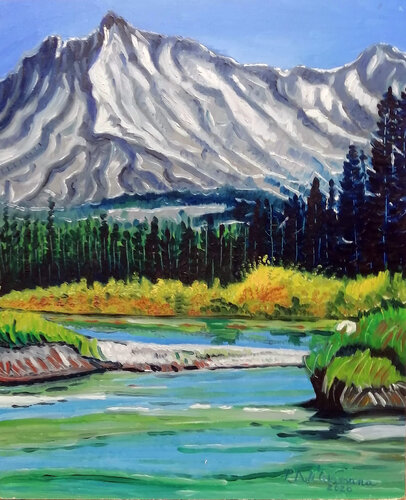 "Paesaggio di montagna" de Pietro Dell'Aversana, Pintura a la venta en Singulart