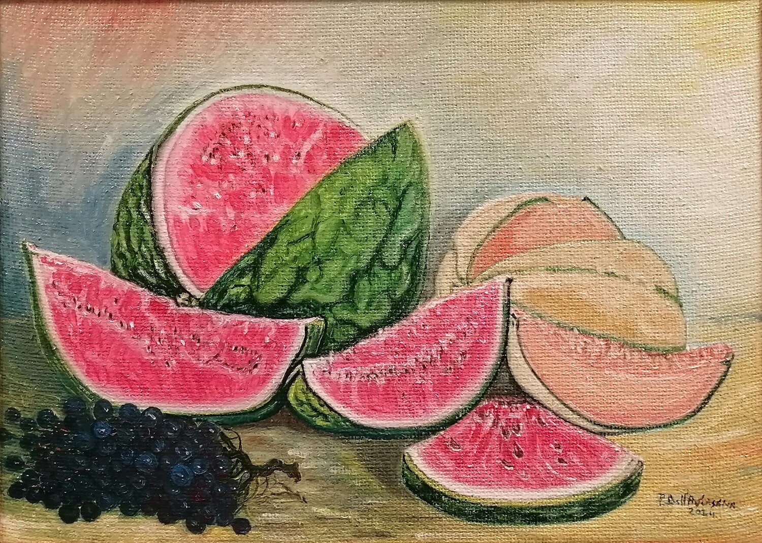 Natura Morta, Anguria e Melone Pietro Dell'Aversana Originalgemälde zu verkaufen