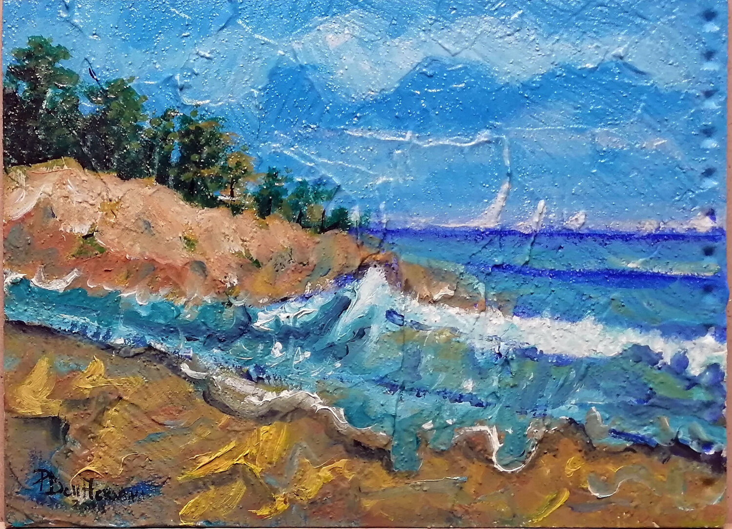 "Paesaggio di mare" Pietro Dell'Aversana Origineel schilderij te koop