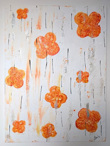 Suspended Petals in Amber di Camelia Dröge, Pittura in vendita su Singulart