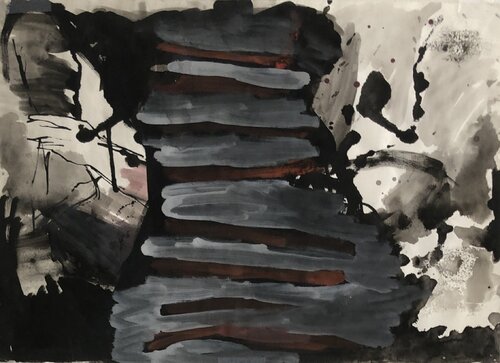 L'escalier noir by joëlle piron, Work on Paper for Sale on Singulart