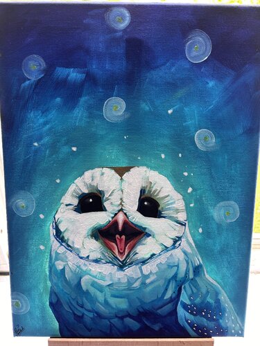 chouette heureuse de zoe vanhecke, Pintura a la venta en Singulart