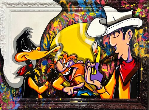 Daffy Duck se Prend pour un Cowboy von Eddy Vitalone, Malerei kaufen auf Singulart