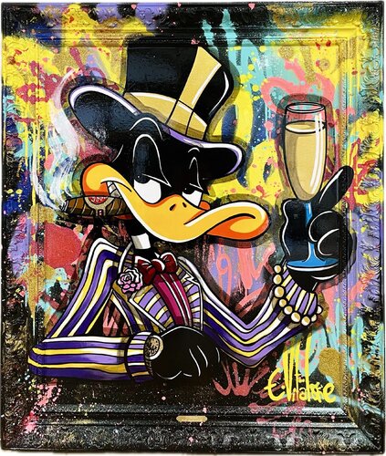 Daffy Duck Loves Cigar and Champagne von Eddy Vitalone, Malerei kaufen auf Singulart