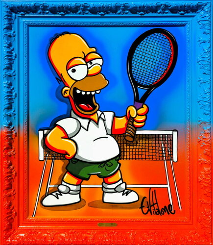 Homer Simpson Loves Tennis von Eddy Vitalone, Malerei kaufen auf Singulart