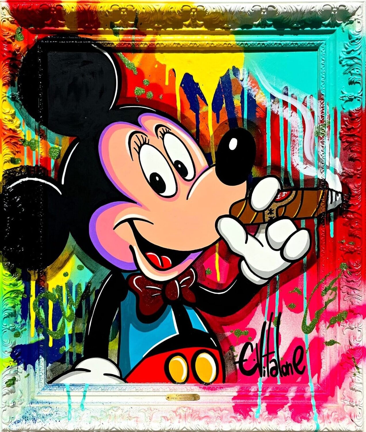 Mickey Loves Cigar Eddy Vitalone Dipinto originale in vendita