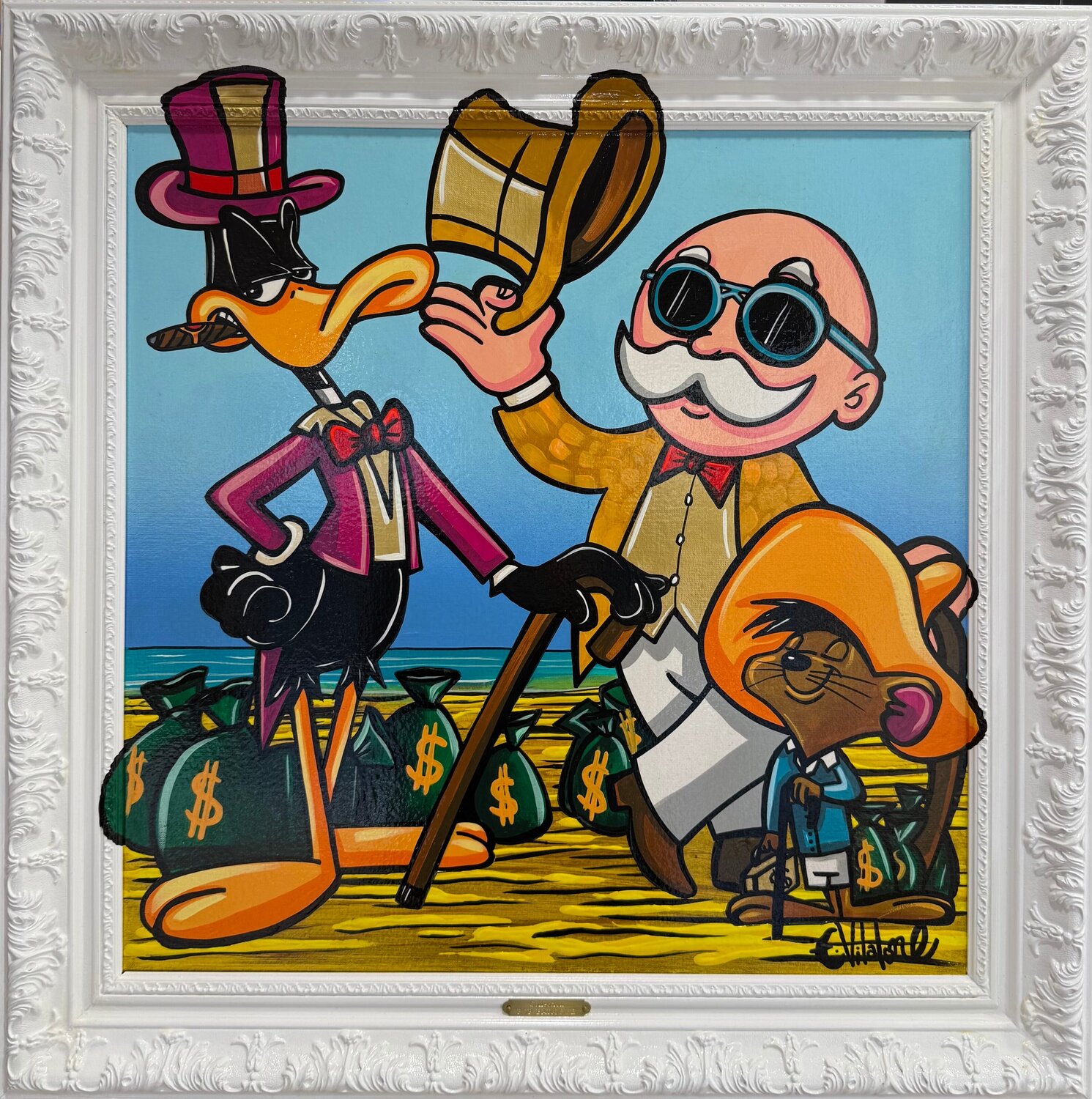 Bienvenue au paradis fiscal Eddy Vitalone Original painting for sale
