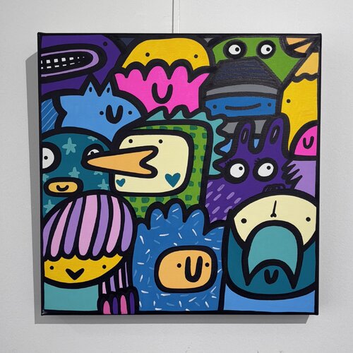 Chicken in the middle by Kev Munday, Painting for Sale on Singulart