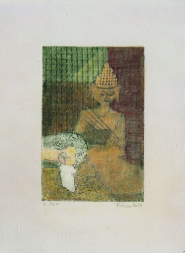 Buddha et amanite by Monique Pehem, 종이 for Sale on Singulart