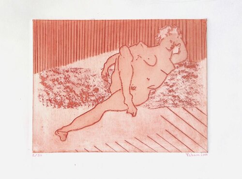 Jeune femme nue étendue by Monique Pehem, Work on Paper for Sale on Singulart