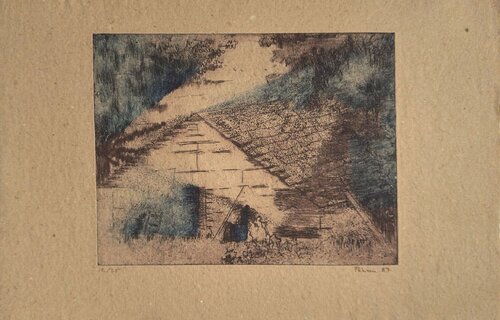 Maison de pierres di Monique Pehem, Opera su carta in vendita su Singulart