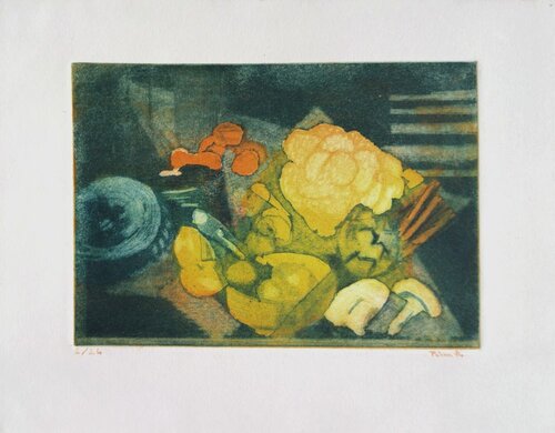 Nature morte au chou-fleur van Monique Pehem, Werk op papier te koop op Singulart