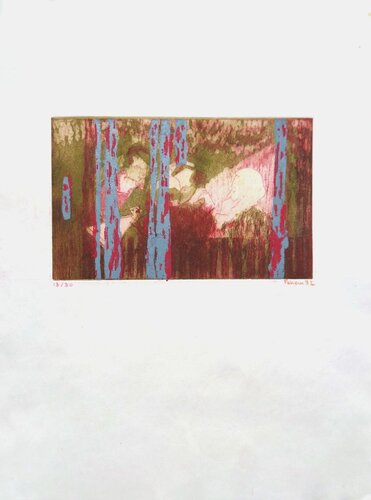 Partie de cartes à la campagne by Monique Pehem, Work on Paper for Sale on Singulart