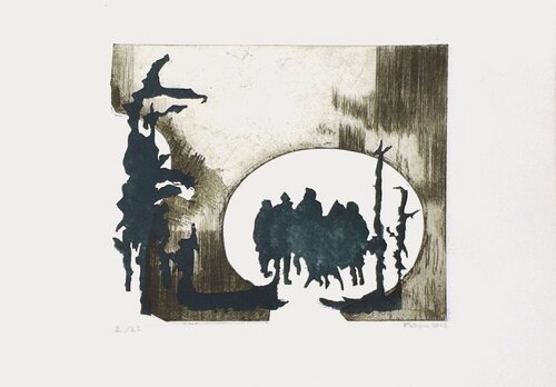 Promeneurs en hiver by Monique Pehem, Work on Paper for Sale on Singulart