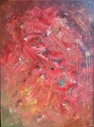 tears of gold, hues of red di Svetlana Peter, Pittura in vendita su Singulart