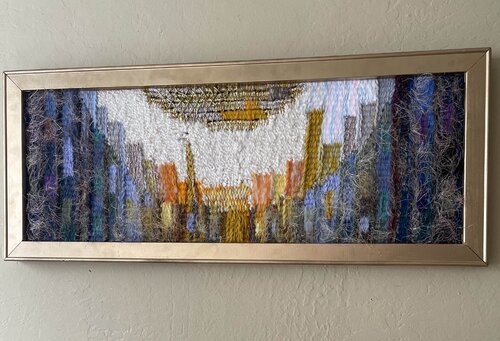 The sun over the city van Raisa Kaznacheyeva, Textiel te koop op Singulart