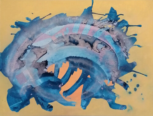 Blue splash par Manuel Mohr, Peinture en vente sur Singulart