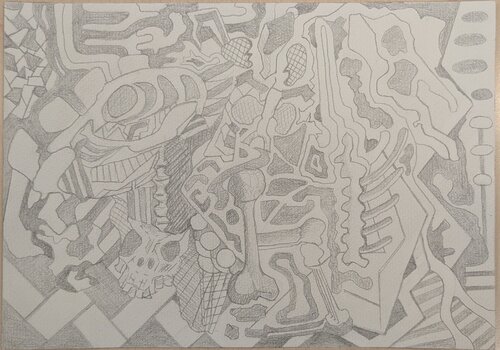 Bones in a cave di Manuel Mohr, Disegno in vendita su Singulart
