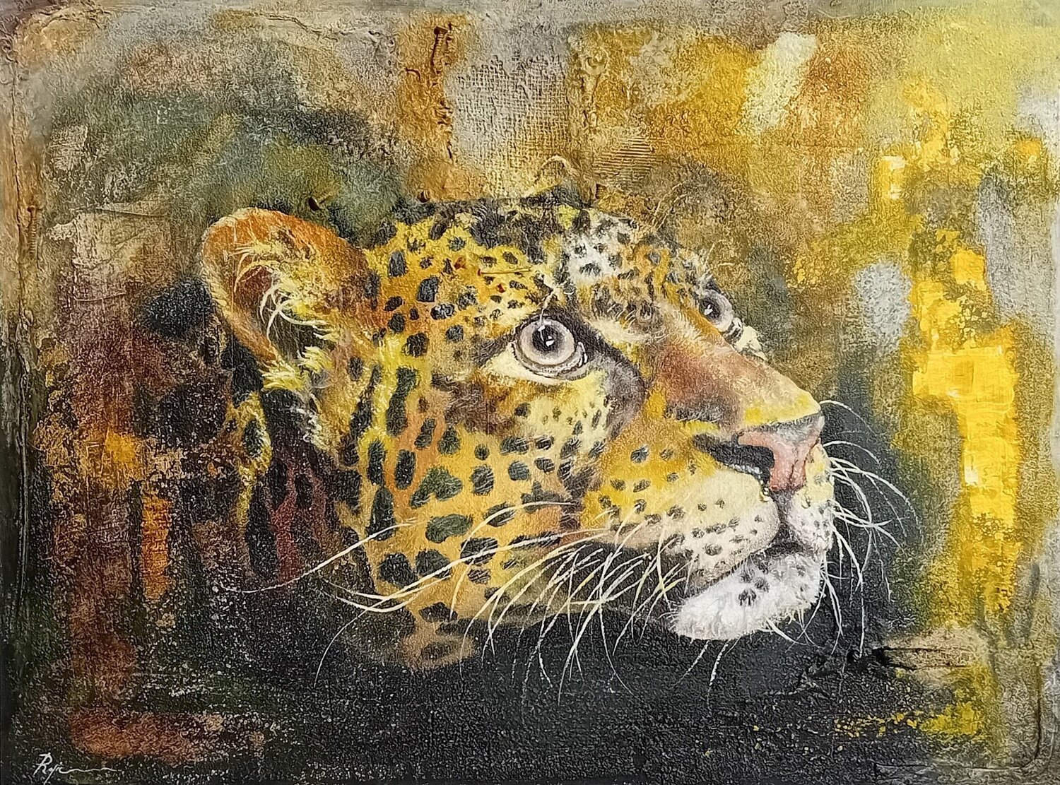 Panthera pardus melas Pasquale Rapicano Origineel schilderij te koop