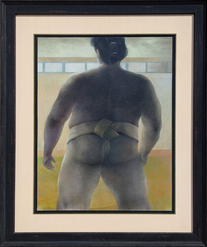 Modern Pastel Figurative Drawing of a Sumo Wrestler in a Mawashi from Behind von Phyllis Steele, Malerei kaufen auf Singulart