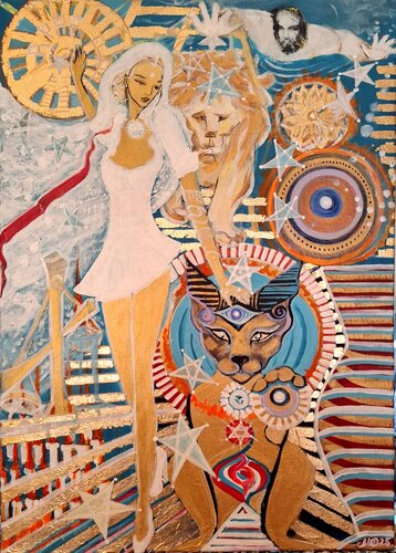 Themis on a wolk di Olga Moritz, Pittura in vendita su Singulart