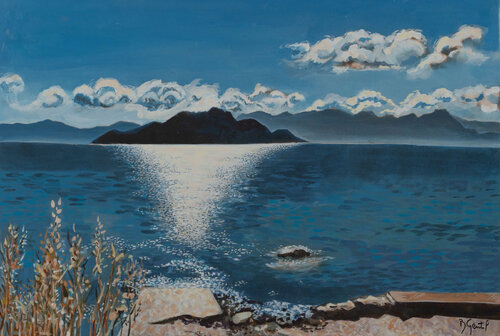 Vue de Moni sur la route de Perdika par Bertille Gentil, Peinture en vente sur Singulart