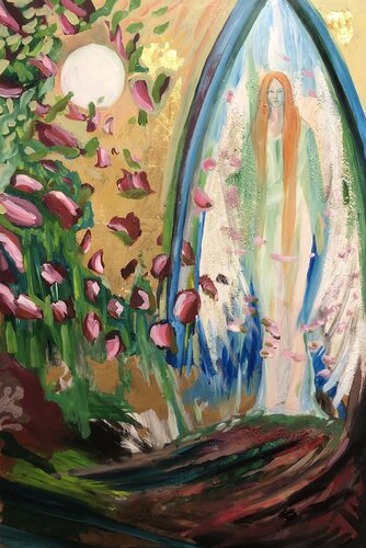 Sacro femminile di katia cona vitello, Pittura in vendita su Singulart