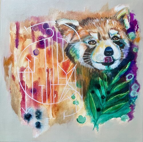 Red Panda | Satisfaction - Spell No. 9 (Roter Panda: Zufriedenheit - Spell No. 9) von Sonja Neuroth, Malerei kaufen auf Singulart