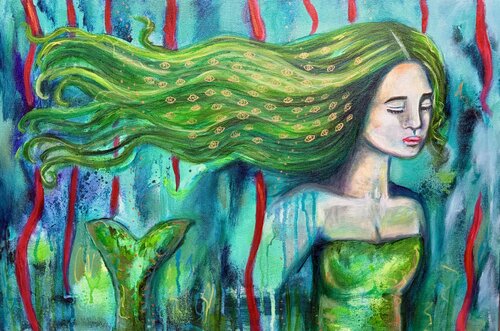 Float away - Dreaming Mermaid von Sonja Neuroth, Malerei kaufen auf Singulart