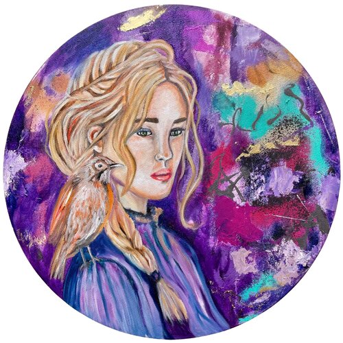 Goddess Rhiannon & the nightingale (Göttin Rhiannon & die Nachtigall) de Sonja Neuroth, Pintura a la venta en Singulart