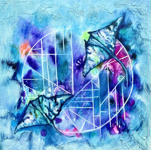 Rays | Flow - spell no. 16 (Rochen | Flow - Spell No. 16) van Sonja Neuroth, Schilderij te koop op Singulart