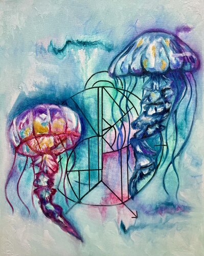 Jellyfish | Playfulness - Spell No. 6 (Quallen | Verspieltheit - Spell No. 6) von Sonja Neuroth, Malerei kaufen auf Singulart