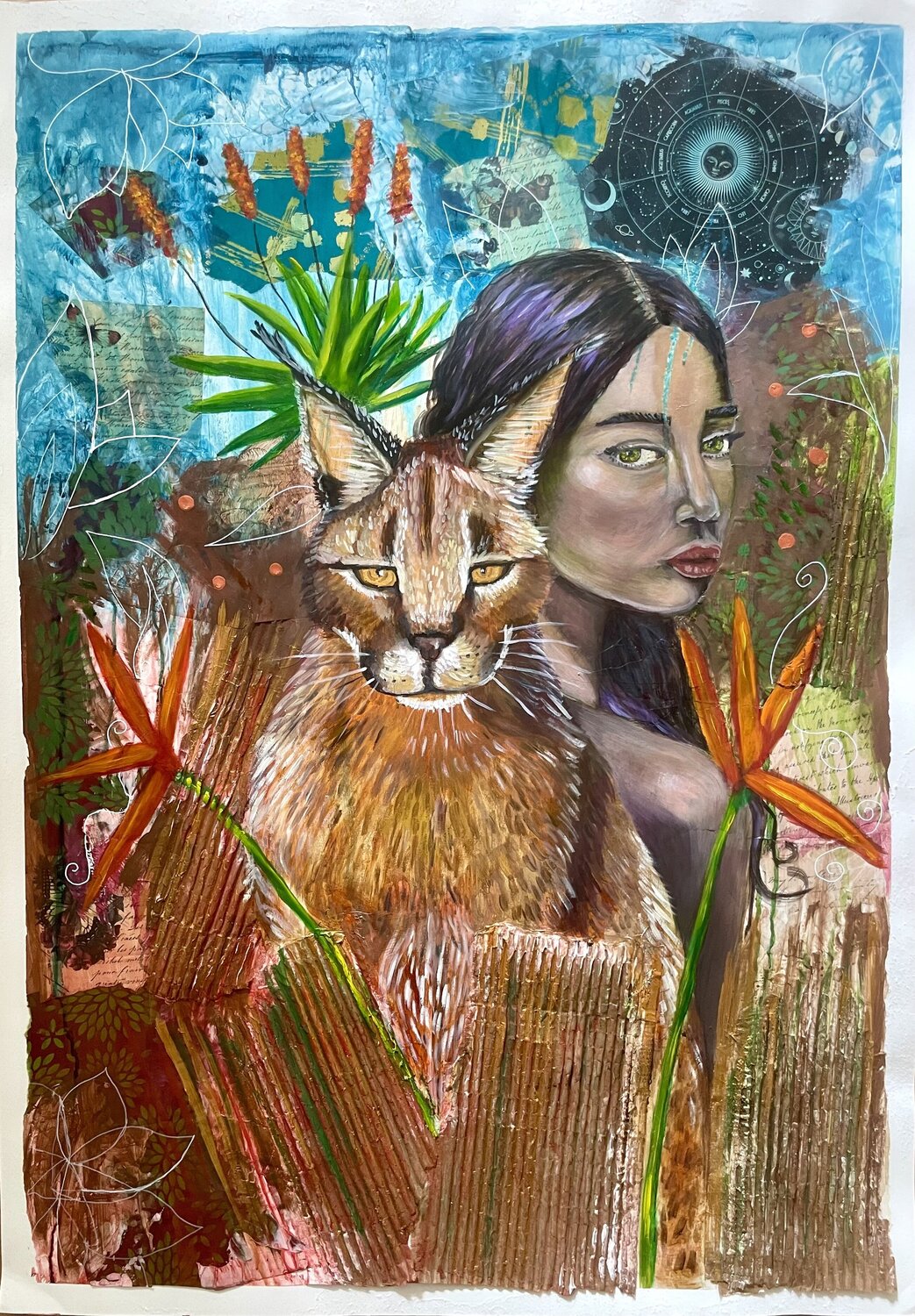 You know the truth - Caracal & woman Sonja Neuroth Originalgemälde zu verkaufen