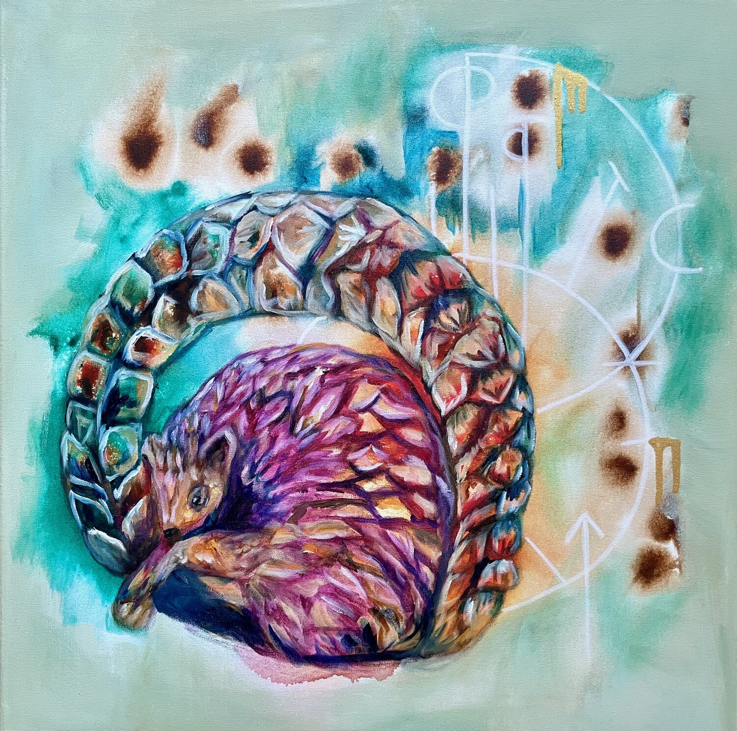 Pangolin | Protection - spell no. 13 (Pangolin | Schutz - Spell no. 13) Sonja Neuroth Originalgemälde zu verkaufen