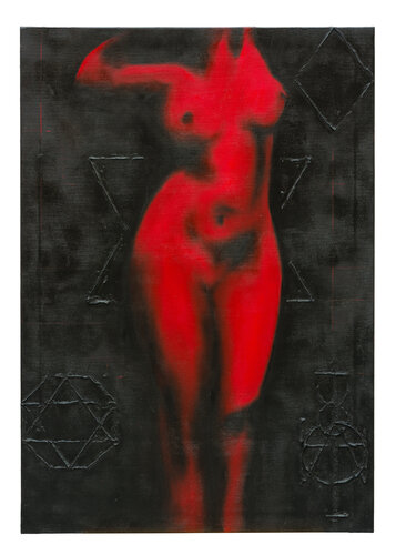 Geometría femenina y Chamanismo van Juan Guerrero, Schilderij te koop op Singulart