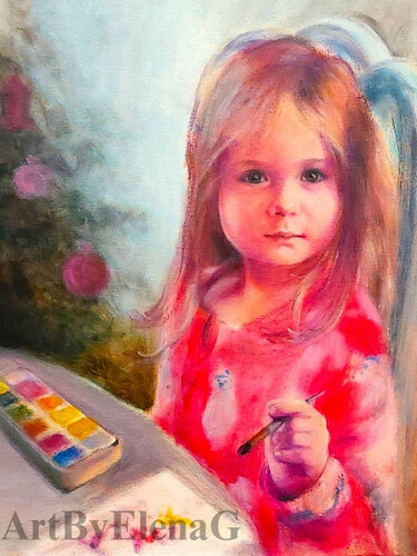 Granddaughter. van Elena Gaevskaya, Schilderij te koop op Singulart
