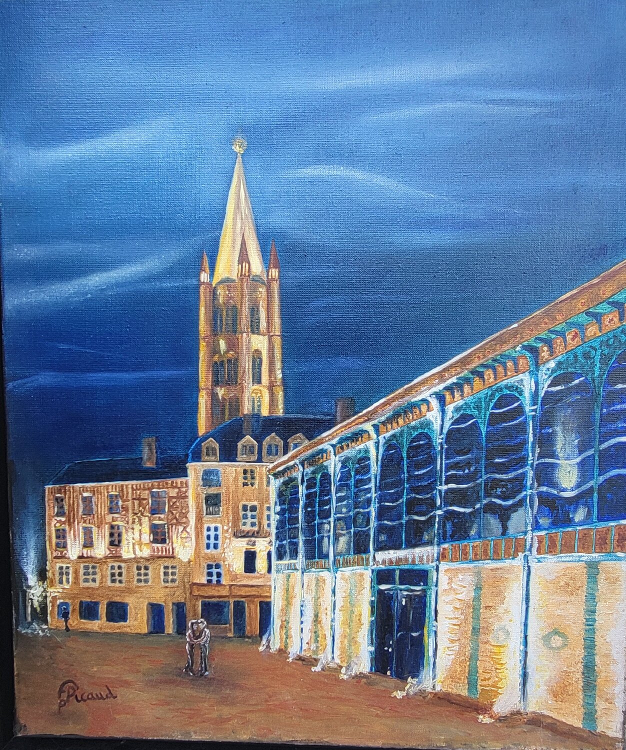 Les amoureux des Halles (Limoges) Frédérique Picaud Originalgemälde zu verkaufen