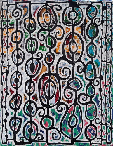 Dlaka  (en zoulou : terre, peau ou couche) di Claude CHAUTARD, Pittura in vendita su Singulart