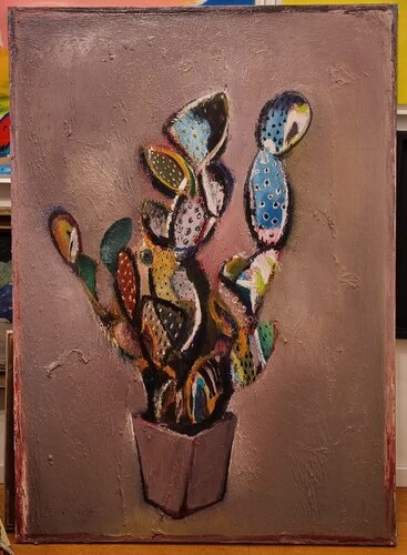 Cactus, on purple van Karim Abu Shakra, Schilderij te koop op Singulart