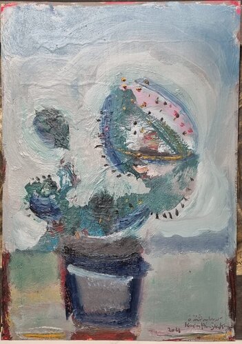 Cactus on blue van Karim Abu Shakra, Schilderij te koop op Singulart