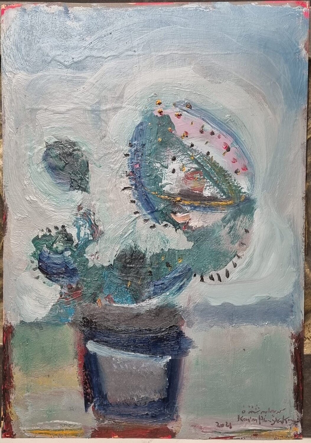 Cactus on blue Karim Abu Shakra