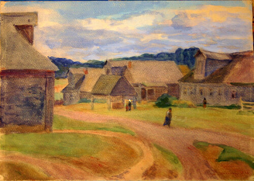Village Scene von Meir Axelrod, Malerei kaufen auf Singulart