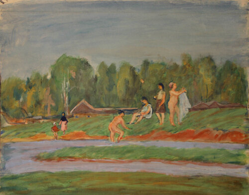 Women by the River van Meir Axelrod, Werk op papier te koop op Singulart